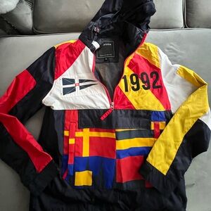 Colorful Hooded Jacket with 1992 Print